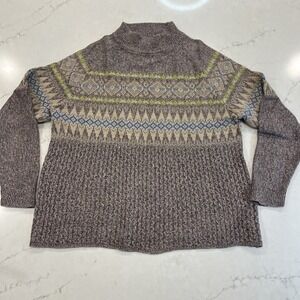 Woolrich Womens Sweater Large Mock Neck Pullover Angora Blend Fair Isle Gorpcore
